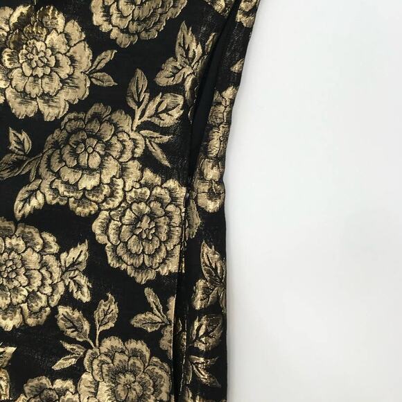 Sam Edelman Black Gold Floral Brocade Cap Sleeve Sheath Dress Size 6 - Picture 10 of 11